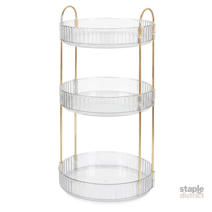 Ilus 360� Roating Makeup Organiser Vanity Countertop Shelf Cosmetic Holder White-2050056779341107208