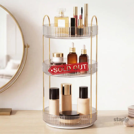 Ilus 360� Roating Makeup Organiser Vanity Countertop Shelf Cosmetic Holder White-2050056779341107206