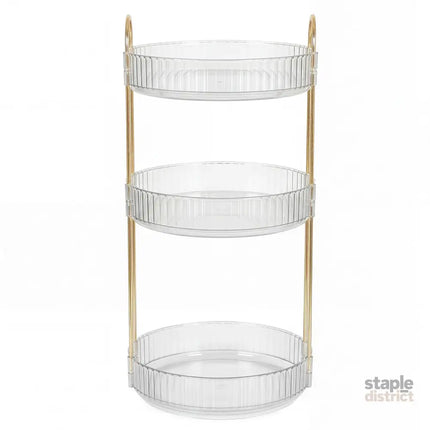 Ilus 360� Roating Makeup Organiser Vanity Countertop Shelf Cosmetic Holder White-2050056779341107201