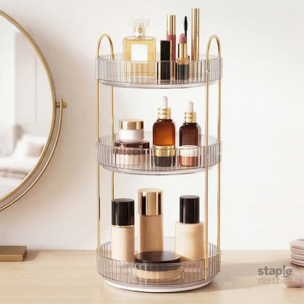 Ilus 360� Roating Makeup Organiser Vanity Countertop Shelf Cosmetic Holder White-2050056779341107206