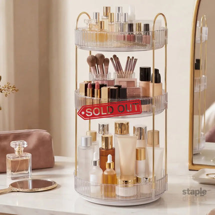 Ilus 360� Roating Makeup Organiser Vanity Countertop Shelf Cosmetic Holder White-2050056779341107207