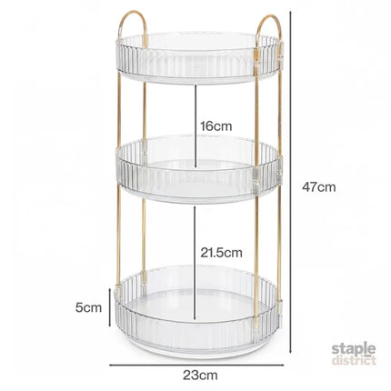 Ilus 360� Roating Makeup Organiser Vanity Countertop Shelf Cosmetic Holder White-2050056779341107202