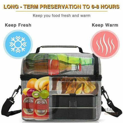 Insulated Lunch Bag Box Tote Cooler For Women Men Hot Cold Food Thermal - Light Blue - Outdoor Recreation > Iceboxes &