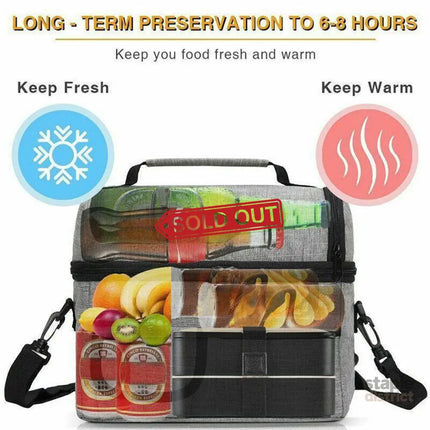 Insulated Lunch Bag Box Tote Cooler For Women Men Hot Cold Food Thermal - Rose Red - Outdoor Recreation > Iceboxes &