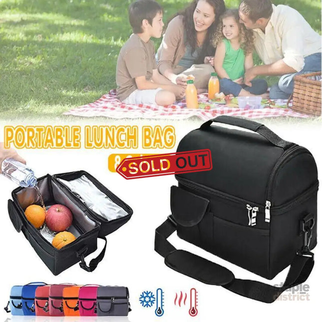 Insulated Lunch Bag Box Tote Cooler For Women Men Hot Cold Food Thermal - Rose Red - Outdoor Recreation > Iceboxes &