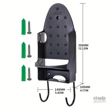 Iron Stand Double Hook Storage Rack Hanging Iron Holder for Home Organisation - Black - Appliances > Washers Dryers &