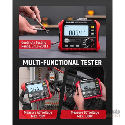 KAIWEETS Megohmmeter Insulation Resistance Tester Up to 100GΩ 50V/100V/250V/500V/1000V One-Touch DAR/PI with AC/DC