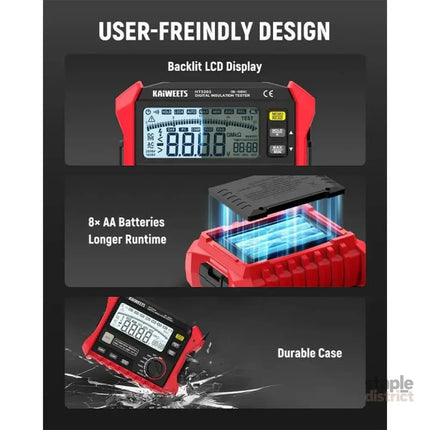 KAIWEETS Megohmmeter Insulation Resistance Tester Up to 100GΩ 50V/100V/250V/500V/1000V One-Touch DAR/PI with AC/DC