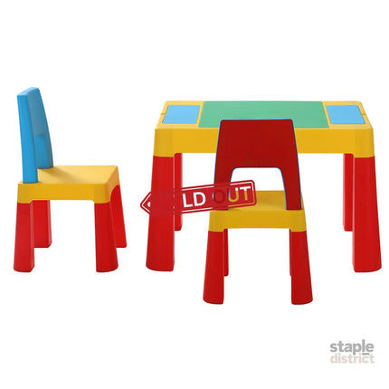 Keezi 3PCS Kids Table and Chairs Set Activity Toys Storage Box Desk Blocks - Baby & Kids > Kid’s Furniture > Kid’s