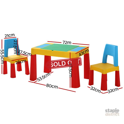 Keezi 3PCS Kids Table and Chairs Set Activity Toys Storage Box Desk Blocks - Baby & Kids > Kid’s Furniture > Kid’s