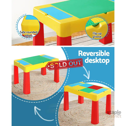 Keezi 3PCS Kids Table and Chairs Set Activity Toys Storage Box Desk Blocks - Baby & Kids > Kid’s Furniture > Kid’s