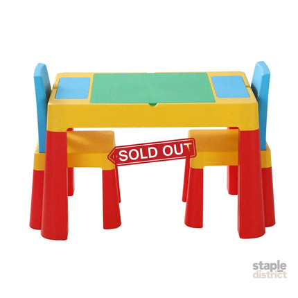 Keezi 3PCS Kids Table and Chairs Set Activity Toys Storage Box Desk Blocks - Baby & Kids > Kid’s Furniture > Kid’s