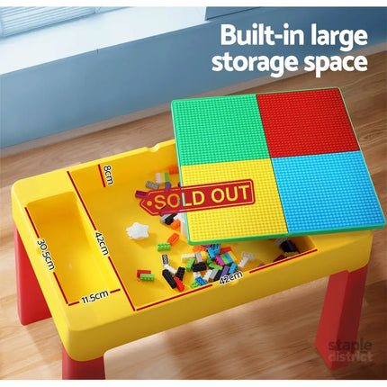Keezi 3PCS Kids Table and Chairs Set Activity Toys Storage Box Desk Blocks - Baby & Kids > Kid’s Furniture > Kid’s
