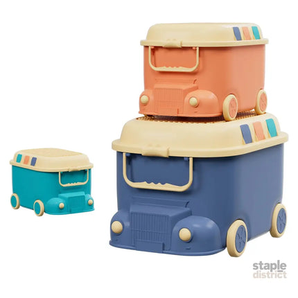 Keezi 3PCS Toy Storage Box Cute Car Toy Container Kids Toys Organiser Snack Boxes - Baby & Kids > Kid’s Furniture > Toy