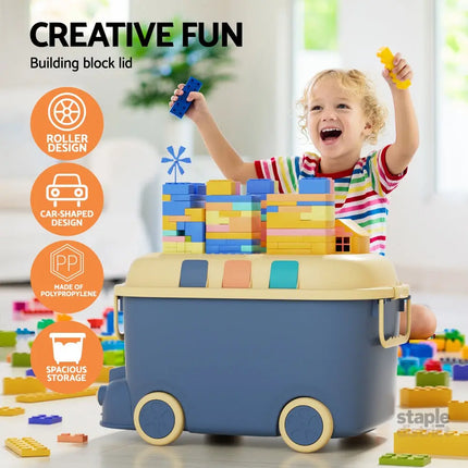 Keezi 3PCS Toy Storage Box Cute Car Toy Container Kids Toys Organiser Snack Boxes - Baby & Kids > Kid’s Furniture > Toy