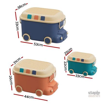 Keezi 3PCS Toy Storage Box Cute Car Toy Container Kids Toys Organiser Snack Boxes - Baby & Kids > Kid’s Furniture > Toy