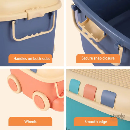 Keezi 3PCS Toy Storage Box Cute Car Toy Container Kids Toys Organiser Snack Boxes - Baby & Kids > Kid’s Furniture > Toy