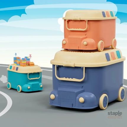 Keezi 3PCS Toy Storage Box Cute Car Toy Container Kids Toys Organiser Snack Boxes - Baby & Kids > Kid’s Furniture > Toy