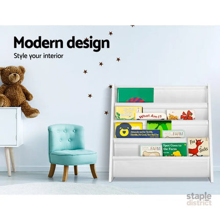 Keezi 4 Tiers Kids Bookshelf Magazine Shelf Children Bookcase Rack Organiser - Baby & Kids > Kid’s Furniture > Kid’s