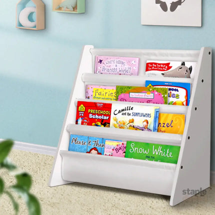 Keezi 4 Tiers Kids Bookshelf Magazine Shelf Children Bookcase Rack Organiser - Baby & Kids > Kid’s Furniture > Kid’s