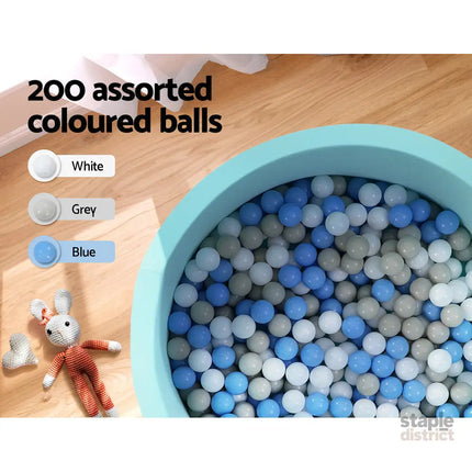 Keezi Kids Ball Pit 90x30cm Ocean Foam Play Pool Barrier Toys Children Blue - Baby & Kids > Gates & Playpens > Ball