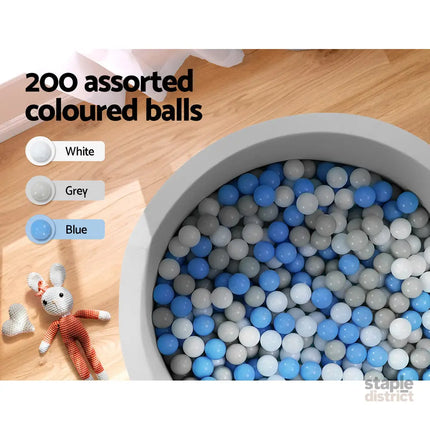 Keezi Kids Ball Pit 90x30cm Ocean Foam Play Pool Barrier Toys Children Grey - Baby & Kids > Gates & Playpens > Ball