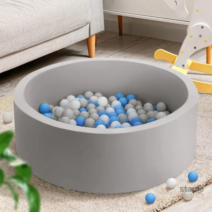 Keezi Kids Ball Pit 90x30cm Ocean Foam Play Pool Barrier Toys Children Grey - Baby & Kids > Gates & Playpens > Ball
