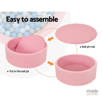 Keezi Kids Ball Pit 90x30cm Ocean Foam Play Pool Barrier Toys Children Pink - Baby & Kids > Gates & Playpens > Ball