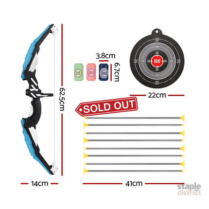 Keezi Kids Bow and Arrow Target Set Outdoor Sport Archery Toys Bottle LED Light - Baby & Kids > Baby & Kid’s Toys >