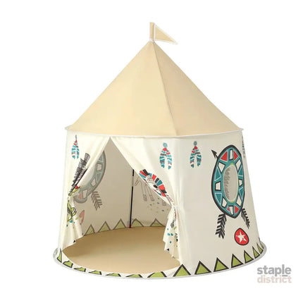 Keezi Kids Play Tent Playhouse Castle with Window Flag Carry Bag 115cmx115cm - Baby & Kids > Baby & Kid’s Toys >