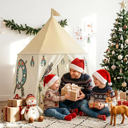Keezi Kids Play Tent Playhouse Castle with Window Flag Carry Bag 115cmx115cm - Baby & Kids > Baby & Kid’s Toys >