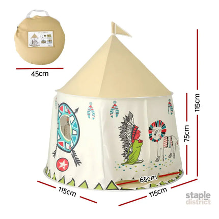 Keezi Kids Play Tent Playhouse Castle with Window Flag Carry Bag 115cmx115cm - Baby & Kids > Baby & Kid’s Toys >