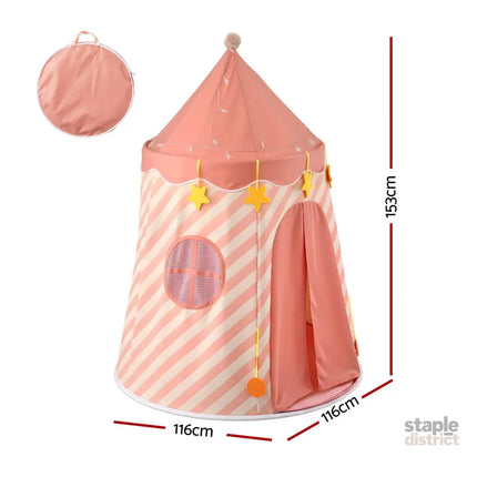 Keezi Kids Play Tent with Star Lights and Window Carry Bag 116cmx153cm Playhouse - Baby & Kids > Baby & Kid’s Toys >