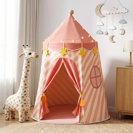 Keezi Kids Play Tent with Star Lights and Window Carry Bag 116cmx153cm Playhouse - Baby & Kids > Baby & Kid’s Toys >