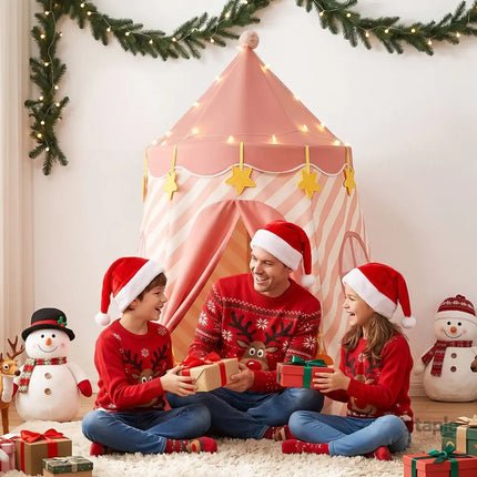 Keezi Kids Play Tent with Star Lights and Window Carry Bag 116cmx153cm Playhouse - Baby & Kids > Baby & Kid’s Toys >
