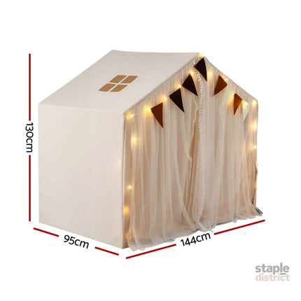Keezi Kids Play Tent with Star Lights Windows Flag 144cmx95cm Playhouse - Baby & Kids > Baby & Kid’s Toys > Pretend Play