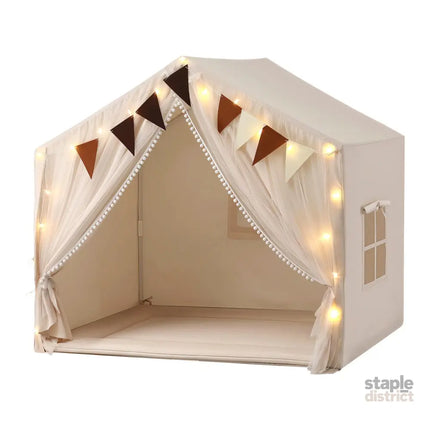 Keezi Kids Play Tent with Star Lights Windows Flag 144cmx95cm Playhouse - Baby & Kids > Baby & Kid’s Toys > Pretend Play