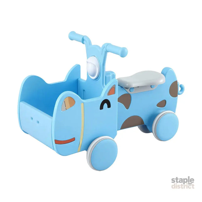 KEEZI Kids Ride On Push Car Toys with Storage Space Animal Stickers Blue 67CMX43CM - Baby & Kids > Ride On Cars