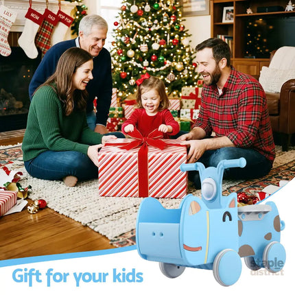 KEEZI Kids Ride On Push Car Toys with Storage Space Animal Stickers Blue 67CMX43CM - Baby & Kids > Ride On Cars