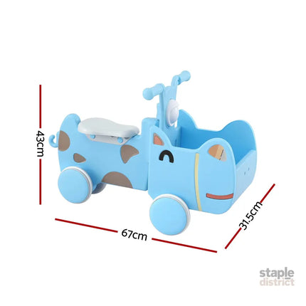 KEEZI Kids Ride On Push Car Toys with Storage Space Animal Stickers Blue 67CMX43CM - Baby & Kids > Ride On Cars