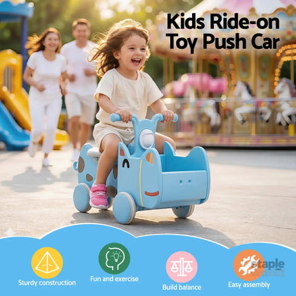 KEEZI Kids Ride On Push Car Toys with Storage Space Animal Stickers Blue 67CMX43CM - Baby & Kids > Ride On Cars