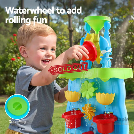 Keezi Kids Sand and Water Table Waterfall Wall Sandpit Toys Beach Shovel - Baby & Kids > Baby & Kid’s Toys > Outdoor