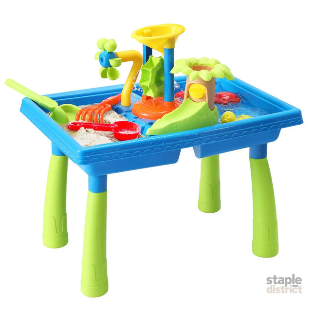 Keezi Kids Sand and Water Table Windmill Shovel Outdoor Sandpit Toys Beach Play - Baby & Kids > Baby & Kid’s Toys >