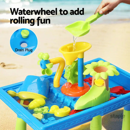 Keezi Kids Sand and Water Table Windmill Shovel Outdoor Sandpit Toys Beach Play - Baby & Kids > Baby & Kid’s Toys >