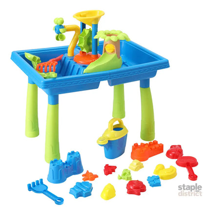 Keezi Kids Sand and Water Table Windmill Shovel Outdoor Sandpit Toys Beach Play - Baby & Kids > Baby & Kid’s Toys >