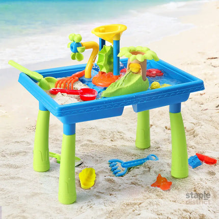 Keezi Kids Sand and Water Table Windmill Shovel Outdoor Sandpit Toys Beach Play - Baby & Kids > Baby & Kid’s Toys >
