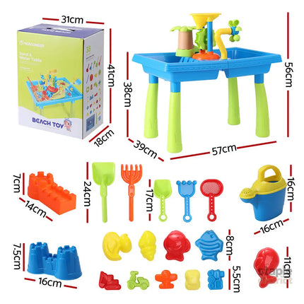 Keezi Kids Sand and Water Table Windmill Shovel Outdoor Sandpit Toys Beach Play - Baby & Kids > Baby & Kid’s Toys >