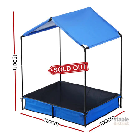 Keezi Kids Sandpit Metal Sandbox Sand Pit with Canopy Cover Outdoor Toys 120cm - Baby & Kids > Baby & Kid’s Toys >