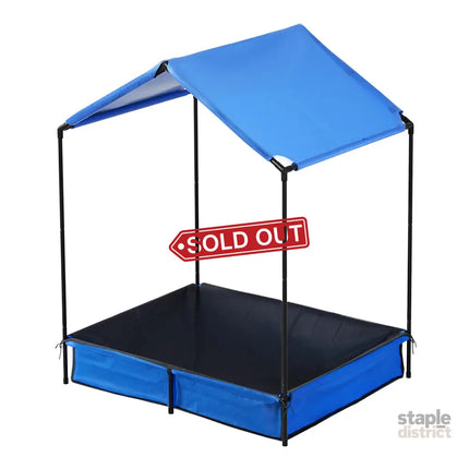 Keezi Kids Sandpit Metal Sandbox Sand Pit with Canopy Cover Outdoor Toys 120cm - Baby & Kids > Baby & Kid’s Toys >