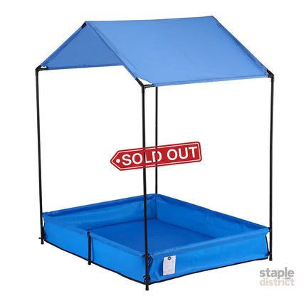 Keezi Kids Sandpit Metal Sandbox Sand Pit with Canopy Cover Outdoor Toys 120cm - Baby & Kids > Baby & Kid’s Toys >